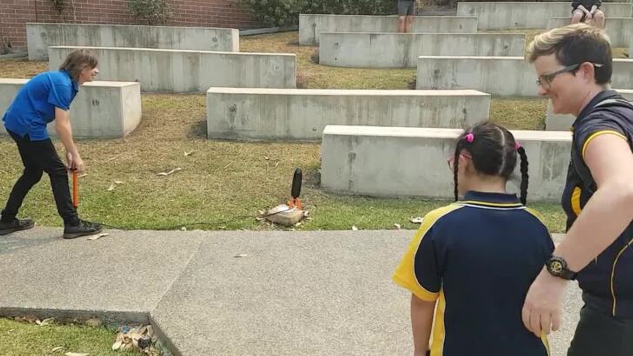 Sam Reniers will his rocket demonstration