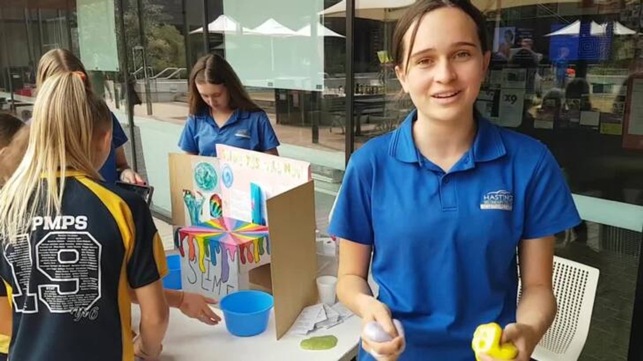 Lily Maqueda with the slime demonstration