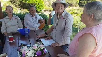 Carol Smallman speaking at the event in Mrs York's Garden