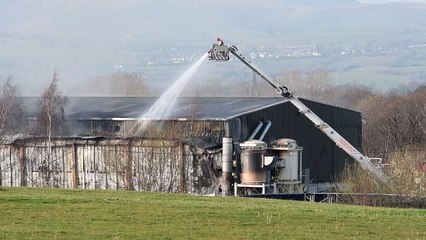 Major quarry fire closes main roads leading to M65 at Hapton