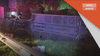 Terlelap | Polis tahan pemandu bas ekspress terbalik