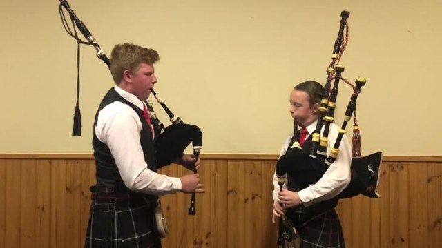 Liam Stapleton and Erin Russell are off to Scotland for the World Pipe Band Championships.