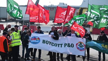 Protest at P&O terminal Cairnryan by workers and unions