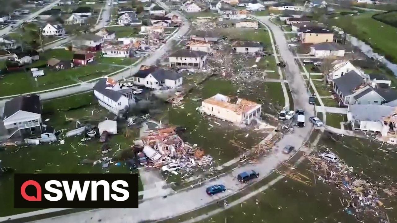 Harrowing drone footage shows damage caused by tornado in Arabi, Louisiana