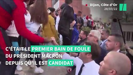 "Pas d'argent magique": le candidat Macron entre en campagne à Dijon