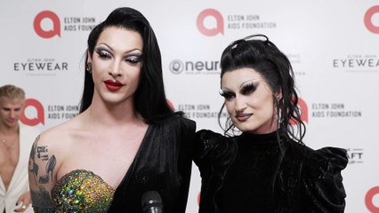 Violet Chachki and Gottmik at 30th annual Elton John Aids Foundation Academy Awards Viewing Party