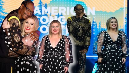 Kelly Clarkson looks gorgeous next to Snoop Dogg at the American Song Contest premiere in LA