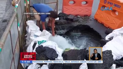 Tubig, bumubulwak mula sa nasirang tubo ng Maynilad sa Pasay | UB