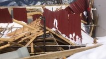 Artvin’de kar yağışı nedeniyle 5 besi ahırın çatısı çöktü