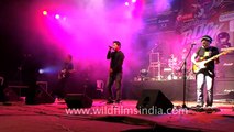 Powerful Indian rock bands on-stage at the  Hornbill National Rock Contest
