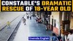 GRP Constable's dramatic rescue of 18-year old who jumped in front of the train | OneIndia News