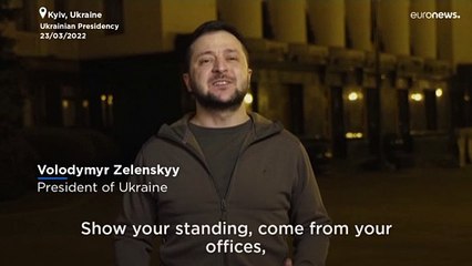 Zelenskyy urges global protests to mark one month since start of war
