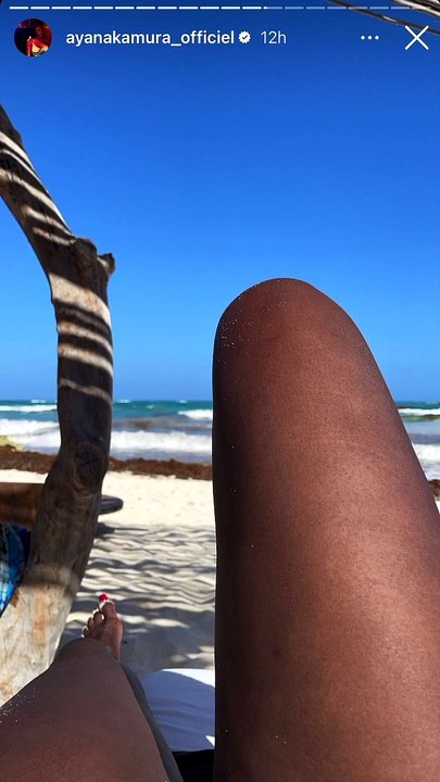 Aya Nakamura, canon en bikini lors de ses vacances au Mexique. Story Instagram du 23 mars 2022.