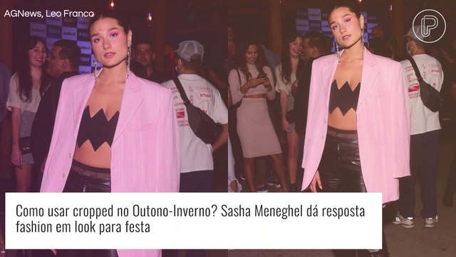 Como usar cropped no Outono-Inverno? Sasha Meneghel dá resposta fashion em look para festa