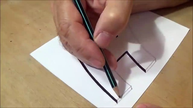 Easy Drawing with Graphite Pencils - How to Draw Letter H - Anamorphic Illusion