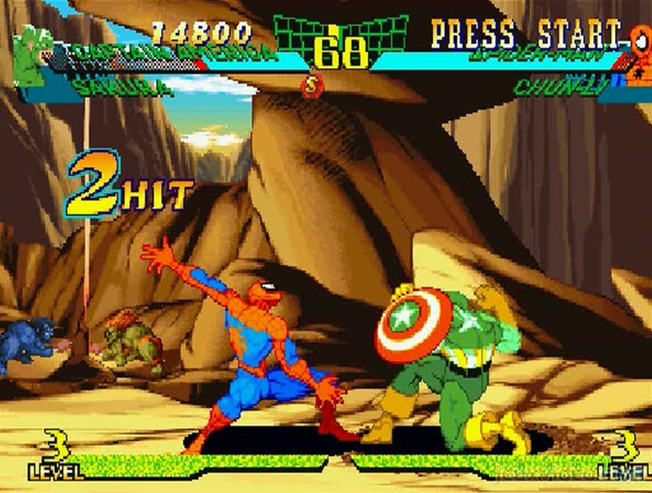 Marvel Super Heroes Vs Street Fighter : Captain American Vs Spiderman !