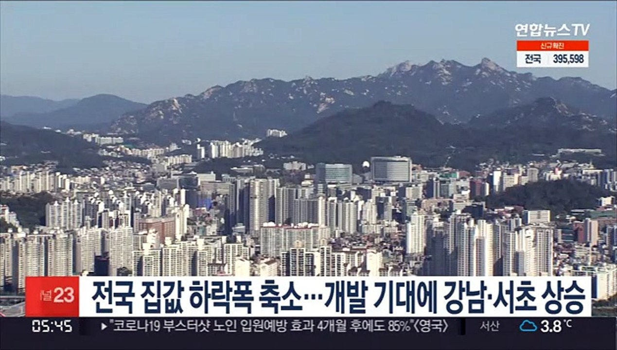 전국 집값 하락폭 축소…개발 기대에 강남·서초 상승