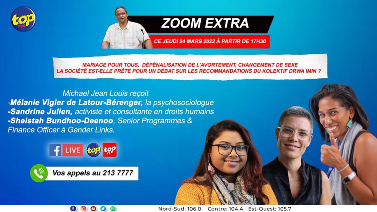 Zoom Extra : Mariage pour tous, dépénalisation de l’avortement, changement de sexe : la société est-elle prête pour un débat sur les recommandations du Kolektif Drwa Imin ?