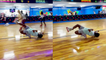 'Innovative roller-skater shows off his unrivaled flexibility in a skating rink '