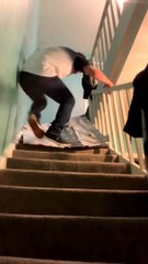 Attempt to Slide Down Stairs Doesn't Go as Planned
