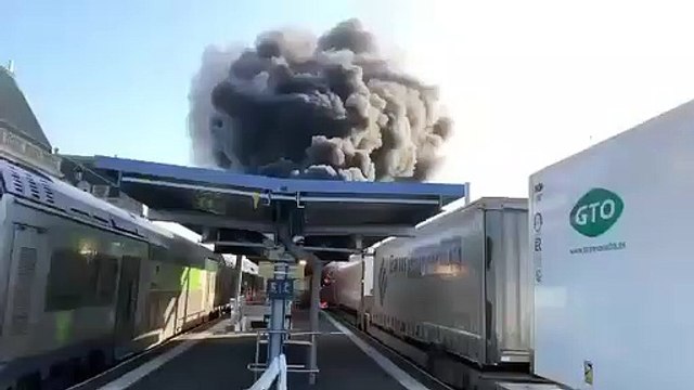 Incendie d'un train de fret en gare de Valenciennes