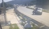 Son dakika haberi... Bodrum'da otomobille motosikletin çarpıştığı trafik kazası güvenlik kamerasında