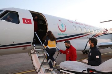 Kars'ta rahatsızlanan çocuk ambulans uçakla Adana'ya getirildi