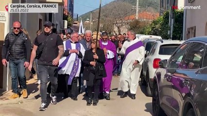 Coffin of slain Corsican nationalist Colonna arrives for church ceremony