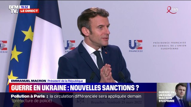 Emmanuel Macron annonce la volonté de l'Union européenne de pouvoir sortir de la dépendance aux énergies fossiles russes