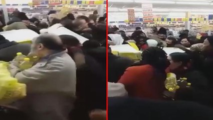 Bu kez Türkiye değil! Görüntü Avrupa'nın göbeğinden, vatandaşlar ayçiçek yağı için birbirlerini ezdiler