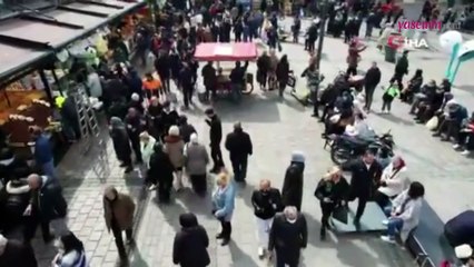 Eminönü’nde Ramazan yoğunluğu havadan görüntülendi!