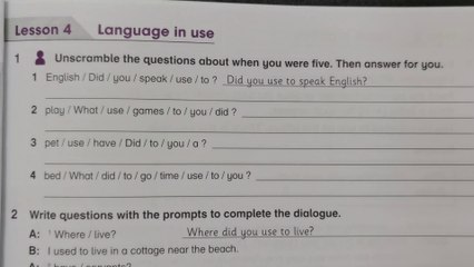 Year 6 Academy Stars Workbook Answer Page 21Unit 2 Life in the pastLesson 4 Language in use