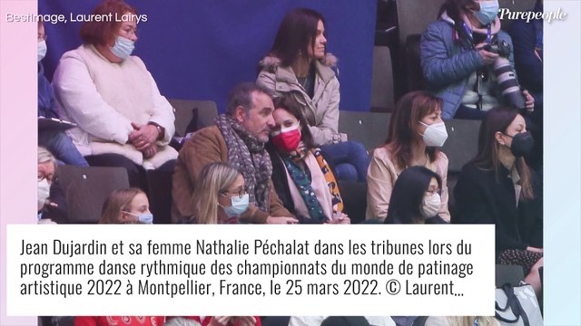 Jean Dujardin et Nathalie Péchalat amoureux complices devant Gabriella Papadakis et Guillaume Cizeron