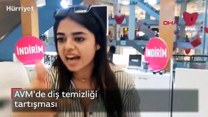 AVM'de 'diş temizliği' tartışması kamerada