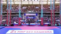 Vladimir Putin cut off mid-sentence during huge rally in Moscow