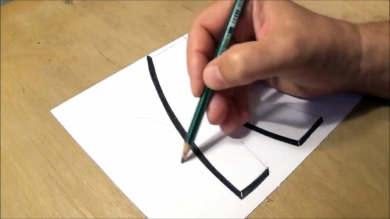 How to Draw 3D Letter K - Trick Art on Paper - With Charcoal Pencils - VamosART