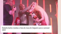 Rafaella Santos é prestigiada pelo namorado, Gabigol, ao ser apresentada como musa do Salgueiro