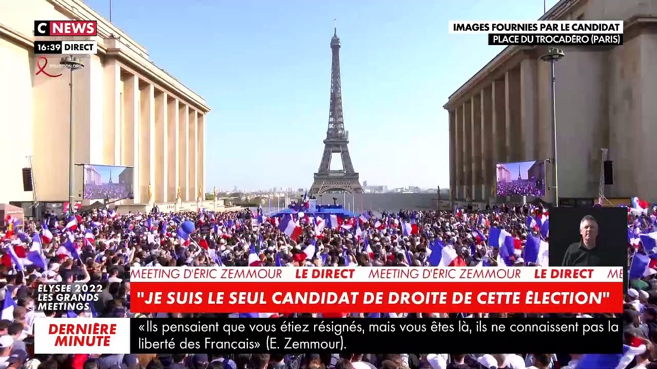 Meeting d'Eric Zemmour au Trocadero : Ce moment où la foule se met à scander "Macron assassin"  alors que le candidat évoque plusieurs agressions mortelles