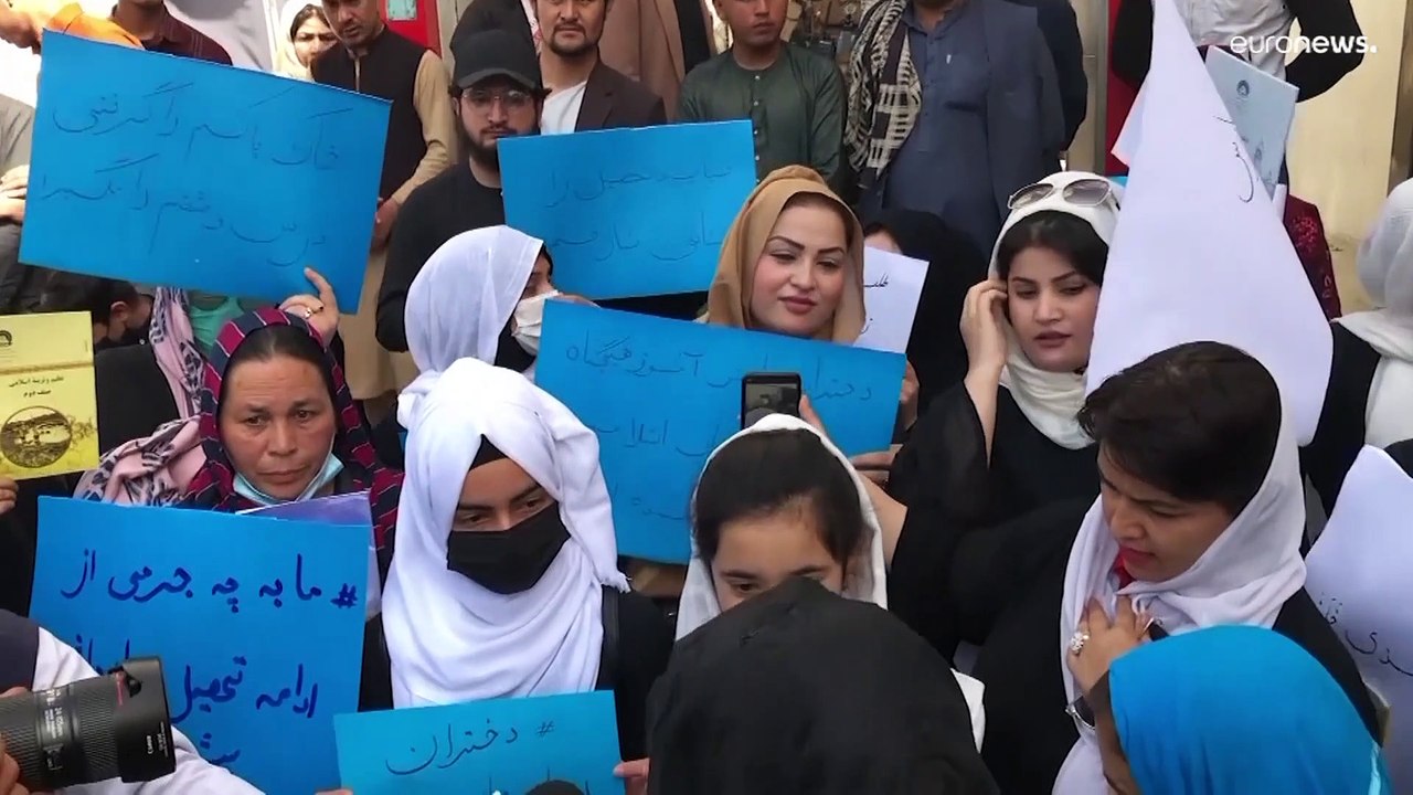 Dozens protest in Kabul, demanding the Taliban reopens girls’ secondary schools.