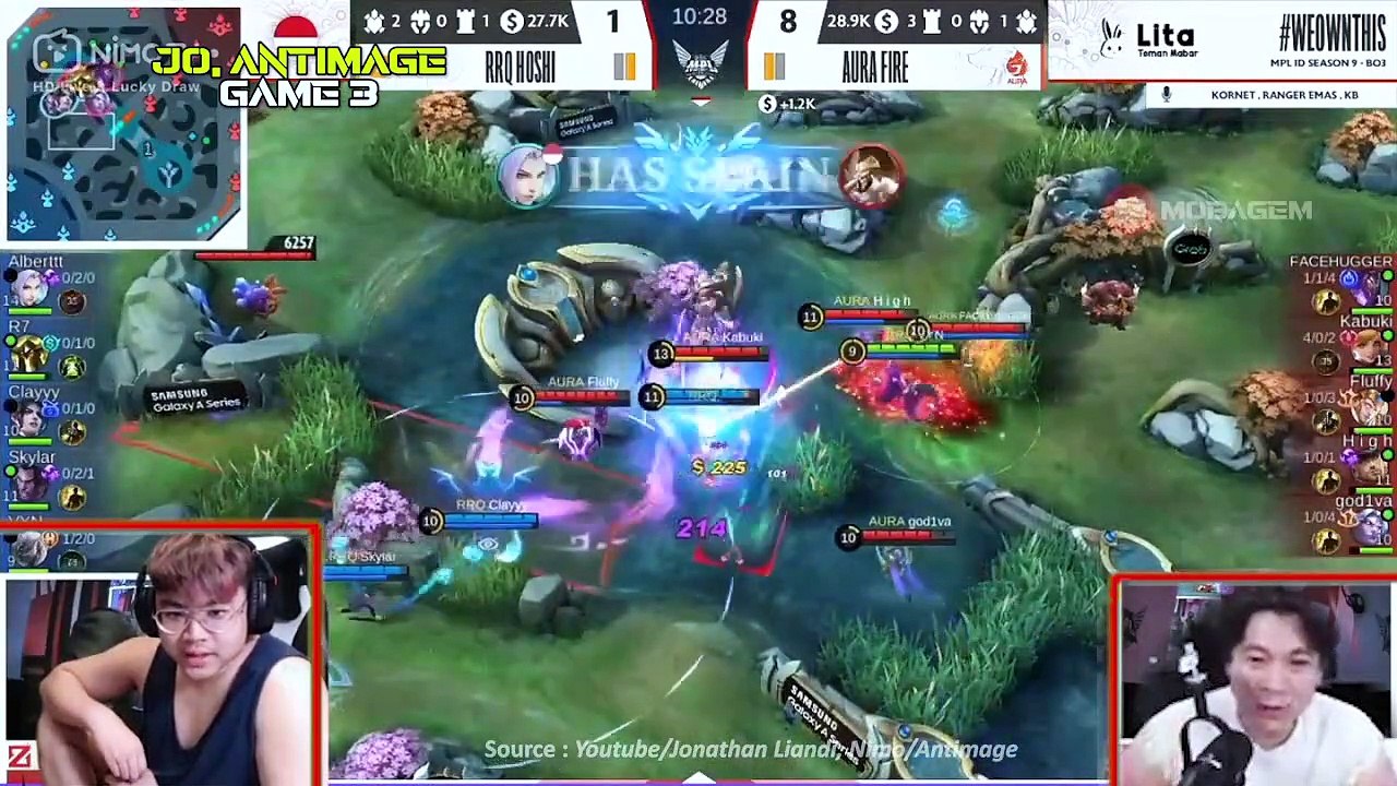 MERINDING! MATCH MENEGANGKAN BERASA GRANDFINAL! Reaction Streamer - RRQ vs AURA Match 3 MPL Season 9
