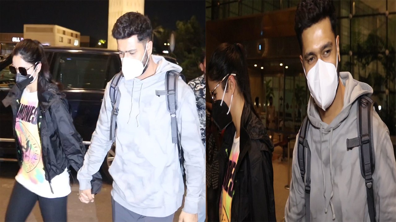 Katrina Kaif  संग Vicky Kaushal आधीरात निकले घूमने, Airport पर हुए spot; Video | FilmiBeat
