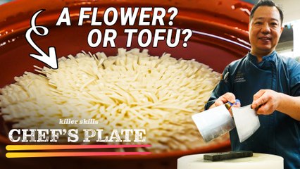 Knife Skills: 3,600 Slices to Make a Tofu Flower | Chef’s Plate: Killer Skills E2