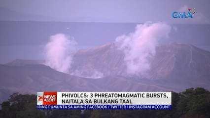Phivolcs: 3 phreatomagmatic bursts, naitala sa Bulkang Taal | 24 Oras News Alert