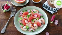 Salade de pomelo, crevettes et radis