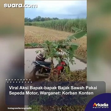 Viral Aksi Bapak-bapak Bajak Sawah Pakai Sepeda Motor, Warganet: Korban Konten