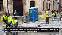 El Ayuntamiento de Palma pone patas arriba la Plaza de Cort para reparar los adoquines