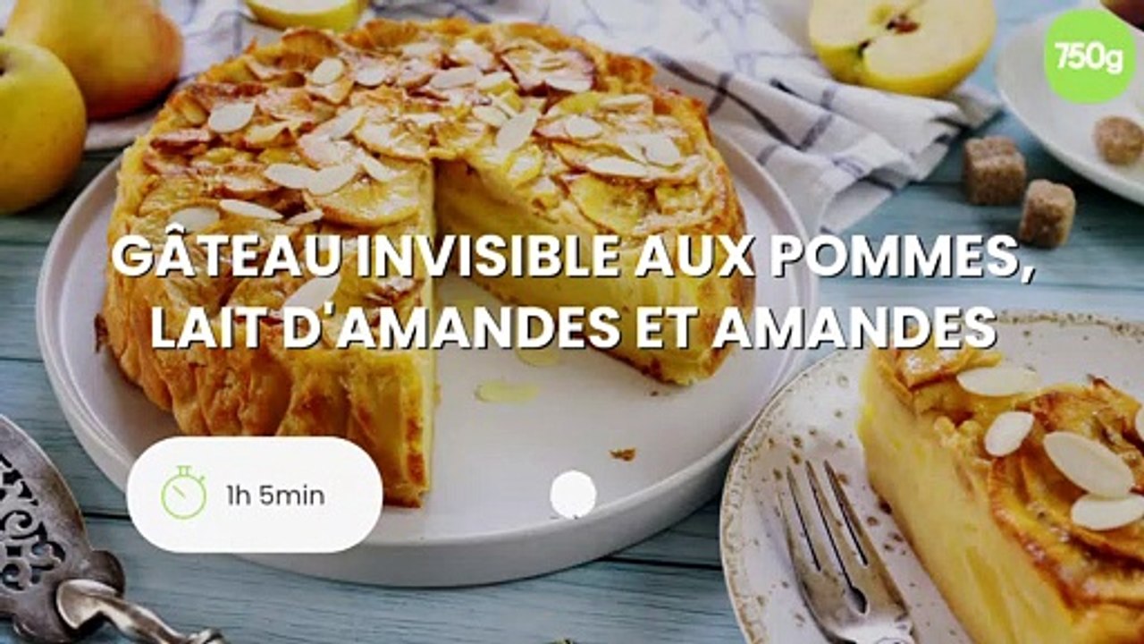 Gâteau invisible aux pommes, lait d'amandes et amandes