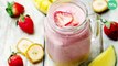 Smoothie fraise, banane, pointe de vanille