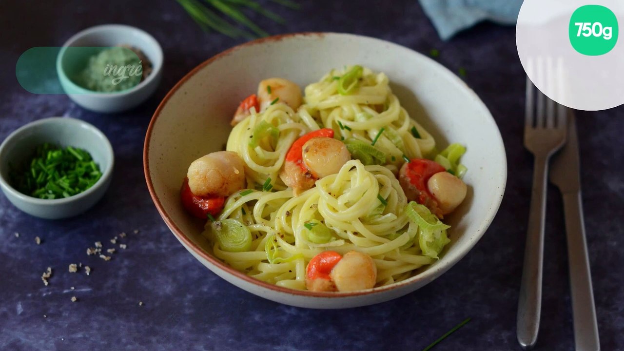 Linguines aux poireaux et à la noix de Saint-Jacques