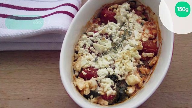 Gratin de courgettes, tomates cerises et féta